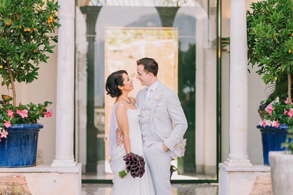 romantic wedding at belmond Hotel Caruso bride ready