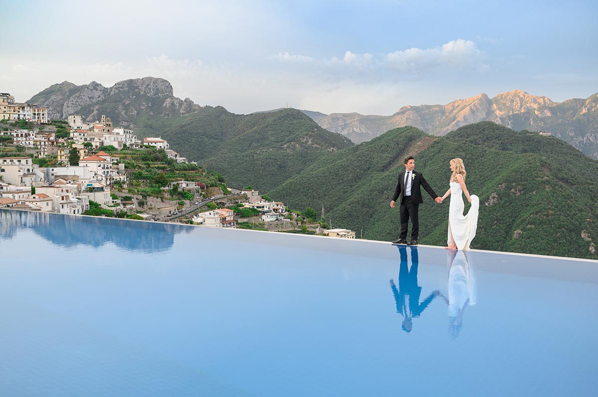symbolic wedding at the hotel caruso ravello infinity pool
